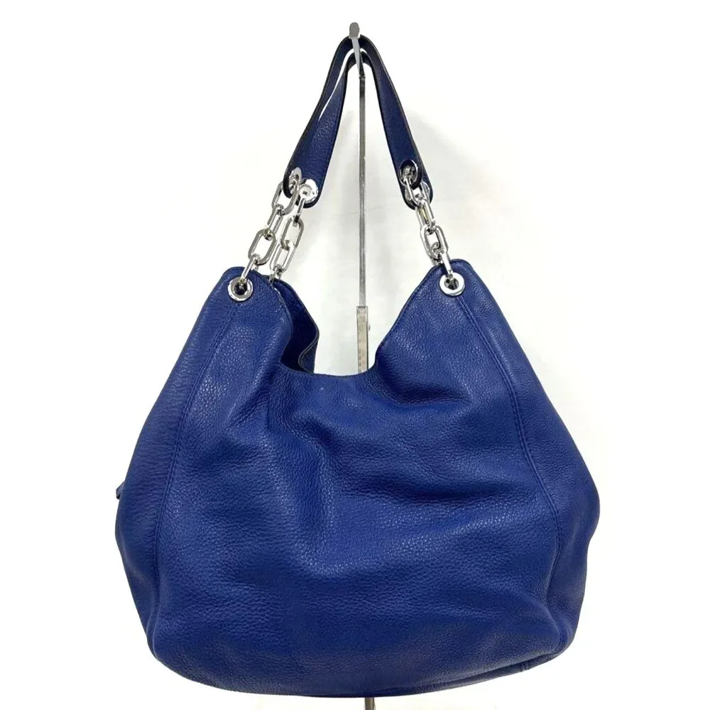 Michael Michael Kors Blue Fulton Hobo Bag w/ Silver Chain Straps
